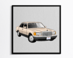 Custom saloon car caricature Canada Digital four-door sedan illustration Canada Canadian saloon car artwork