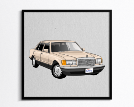 Custom saloon car caricature Canada Digital four-door sedan illustration Canada Canadian saloon car artwork