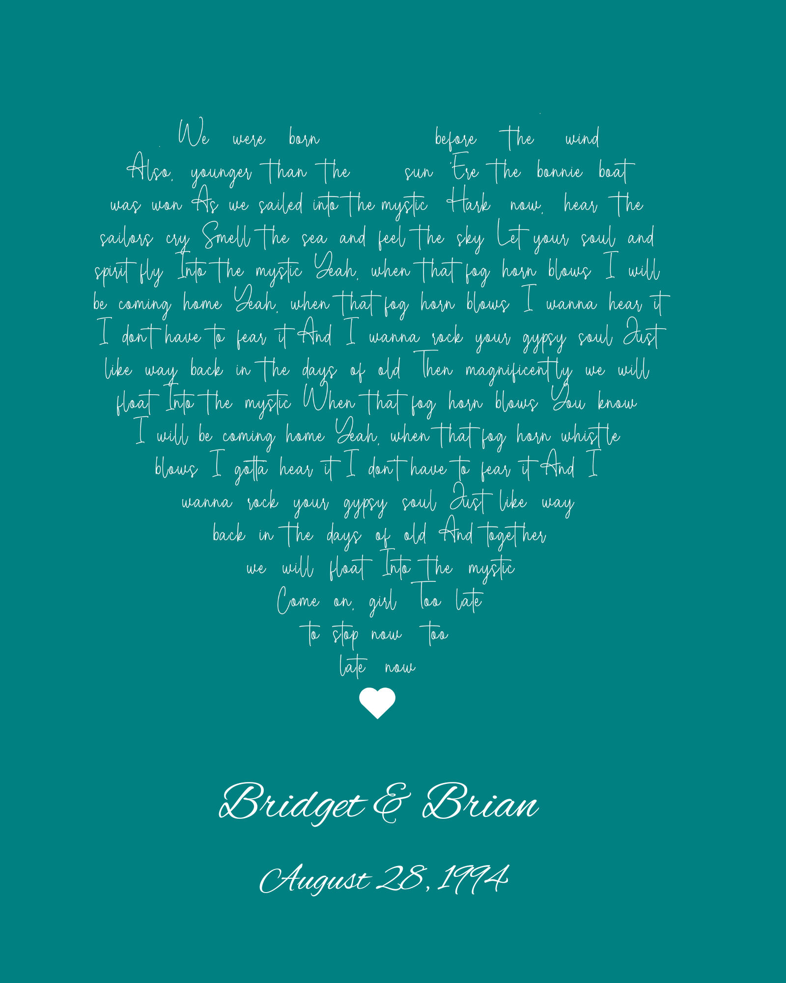 Heart-Shaped Song Lyrics Art Digital Canada Personalized heart-shaped digital song lyrics collage Canada