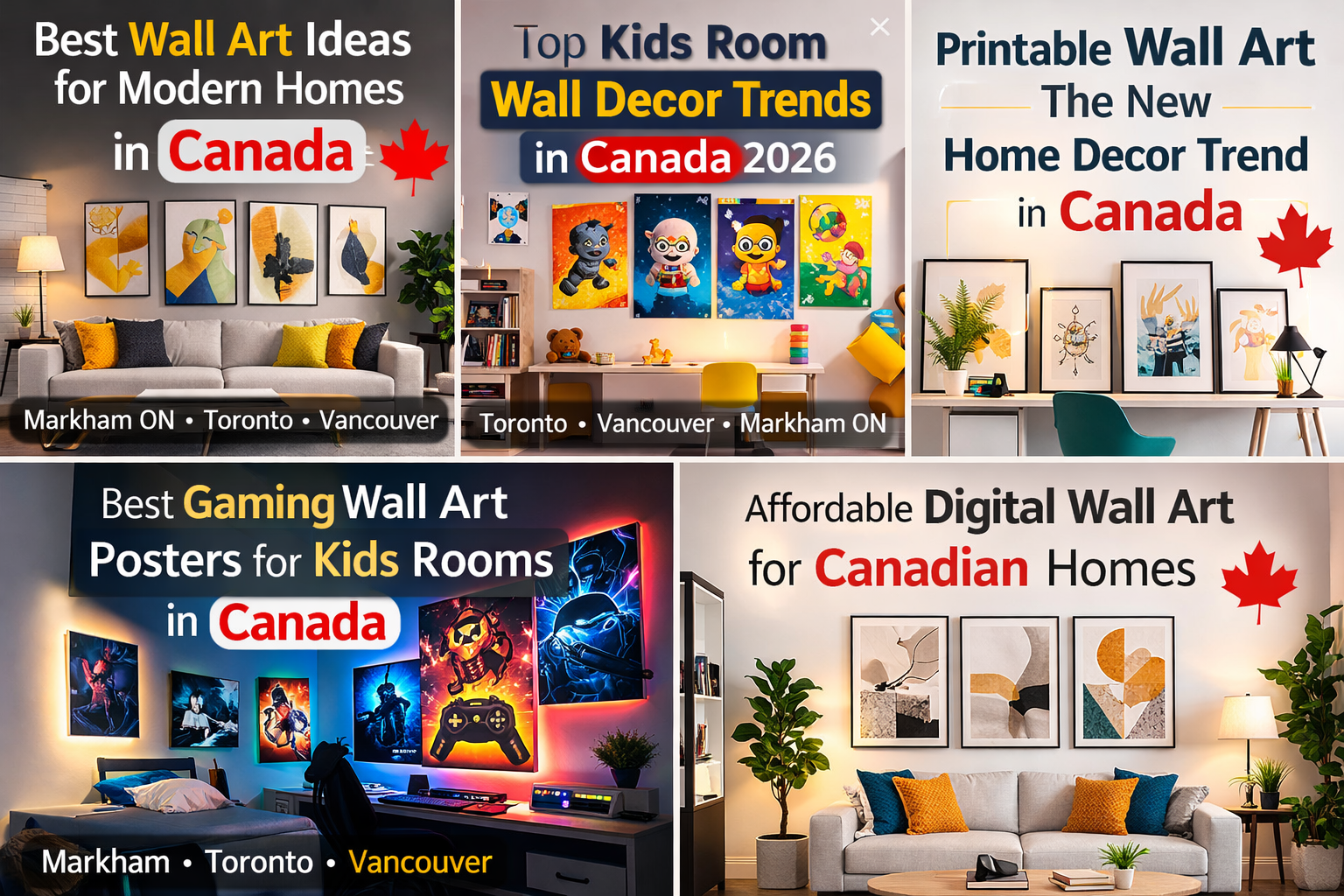 Printable Wall Art and Kids Room Wall Decor Ideas for Modern Homes in Canada – Toronto, Vancouver, Markham ON